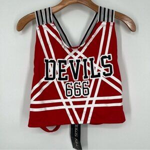 Dolls Kill NEW Red Devils 666 Cheerleading Cropped Costume Top